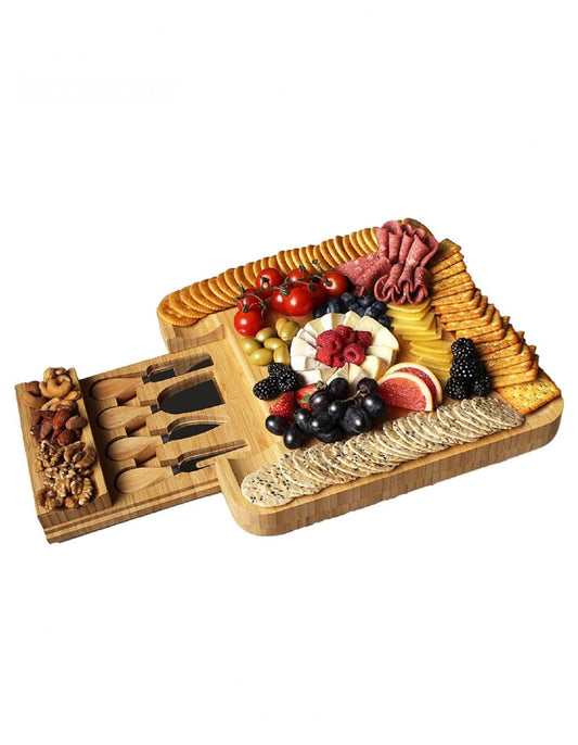 Cheese Board Gift Set with 4 Piece Cheese Knives