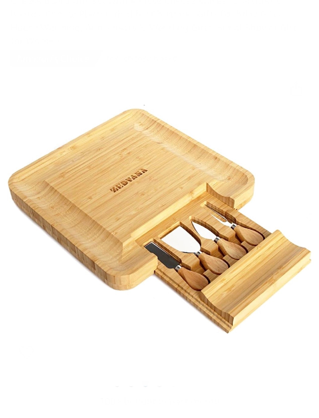 Cheese Board Gift Set with 4 Piece Cheese Knives