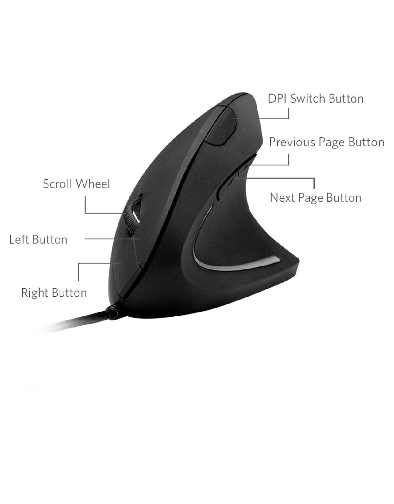 Anker® Ergonomic Optical USB Wired Vertical Mouse 1000 / 1600 DPI, 5 Buttons