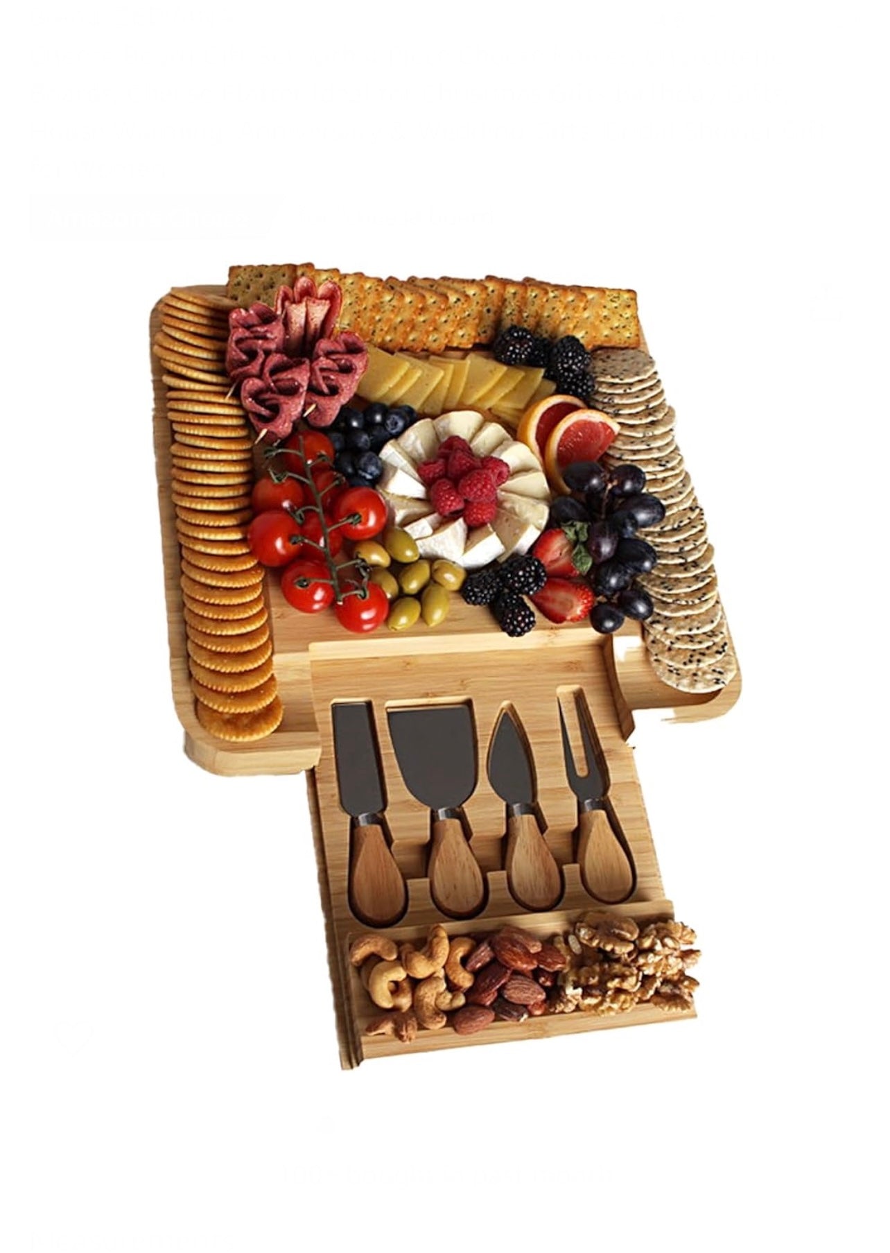 Cheese Board Gift Set with 4 Piece Cheese Knives